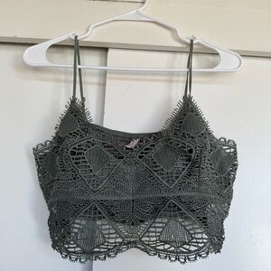 Green Crochet Lace Crop Top Bralette